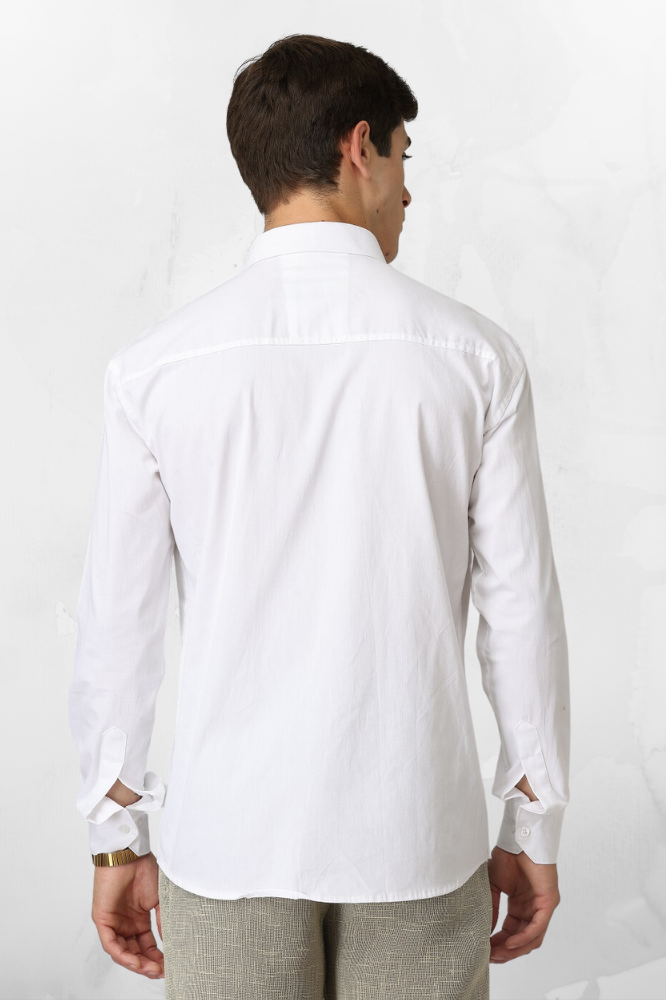 Solid Cotton Shirt for Man (White) - Frankshop.in