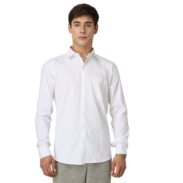 Premium Cotton Blend Solid Shirts (White) – Frankshop.in