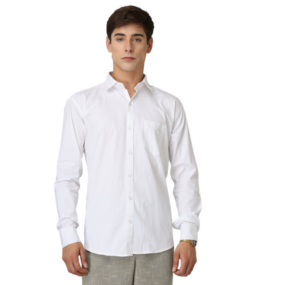 Premium Cotton Blend Solid Shirts (White) - Frankshop.in