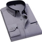 Down Collar Cotton Blend Solid Shirt For Man (Grey)
