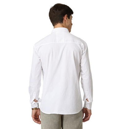 Premium Cotton Blend Solid Shirts (White) - Frankshop.in