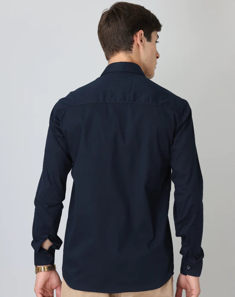 Frankshop Classic Cotton Navy Blue Shirts for Man