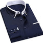 Down Collar Cotton Blend Solid Shirt For Man (Navy Blue)