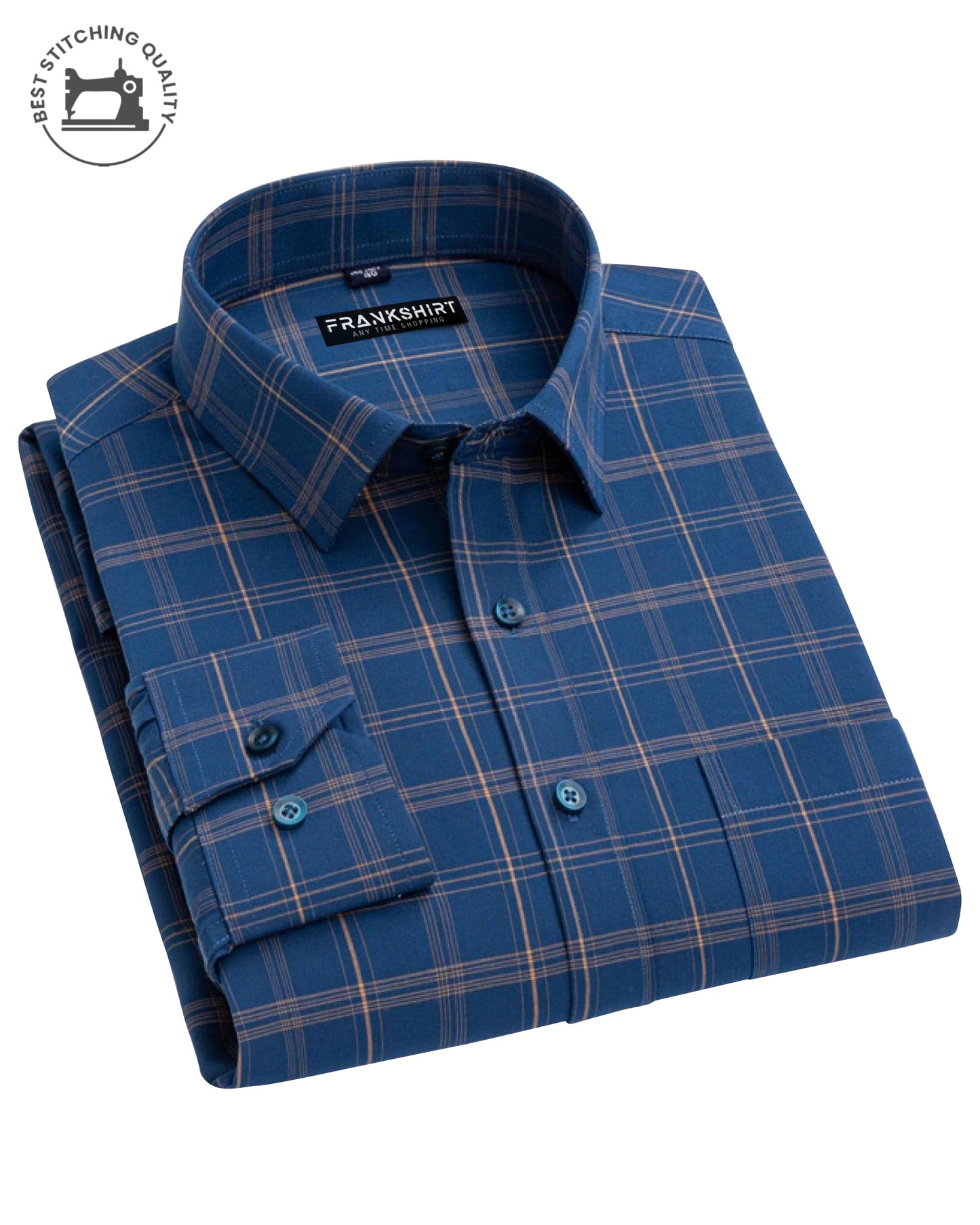 Green and Golden Check I Regular Fit I 100% Cotton Shirt