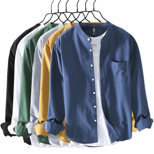 Frankshirt Round Neck Casual Shirt without T-Shirt  I High Quality 100%Twill Cotton Fabric Male Vintage Shirts For Men