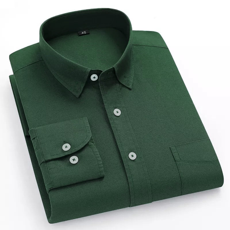 Plain Cotton Blend Solid Shirts (Bottle Green) - Frankshop.in