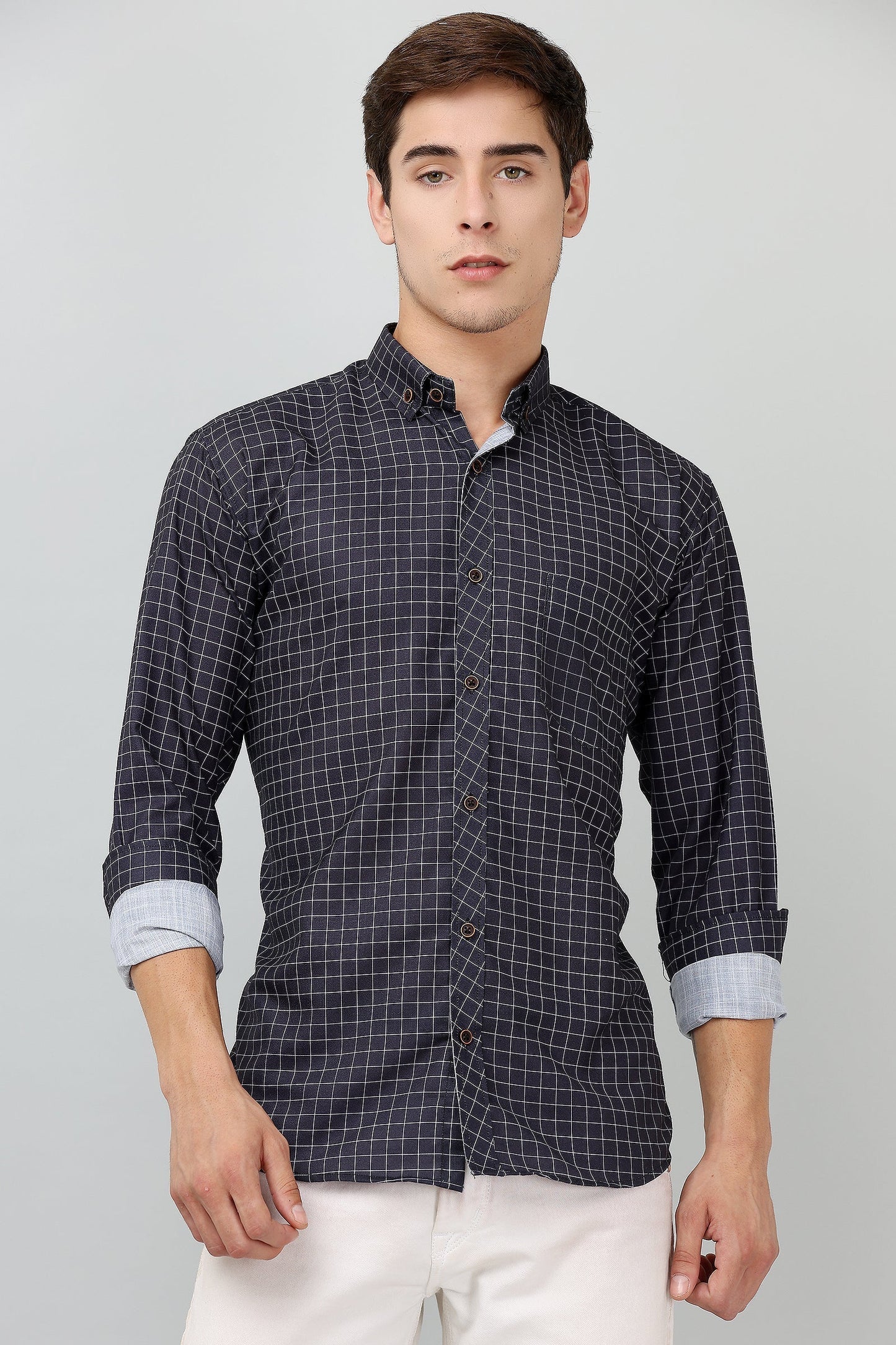 Darnandstitch® Printed Black Checkered Shirt - Frankshop.in