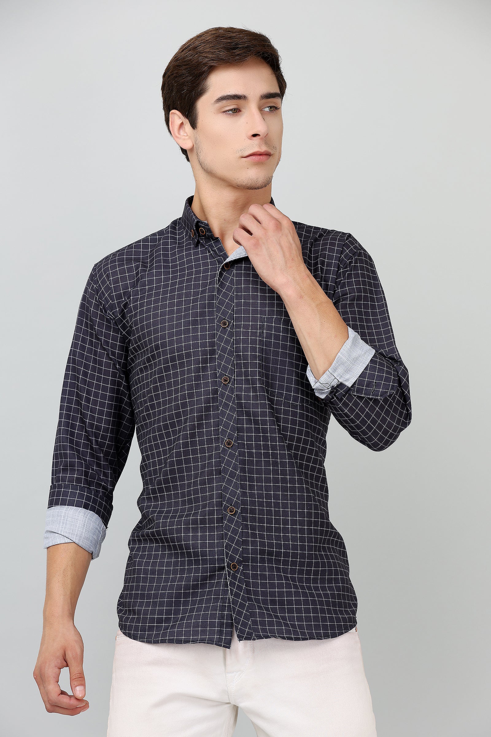 Darnandstitch® Printed Black Checkered Shirt - Frankshop.in