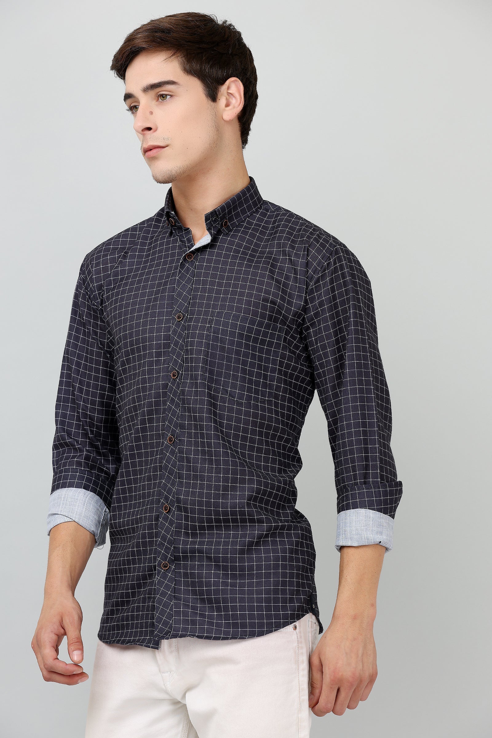 Darnandstitch® Printed Black Checkered Shirt - Frankshop.in