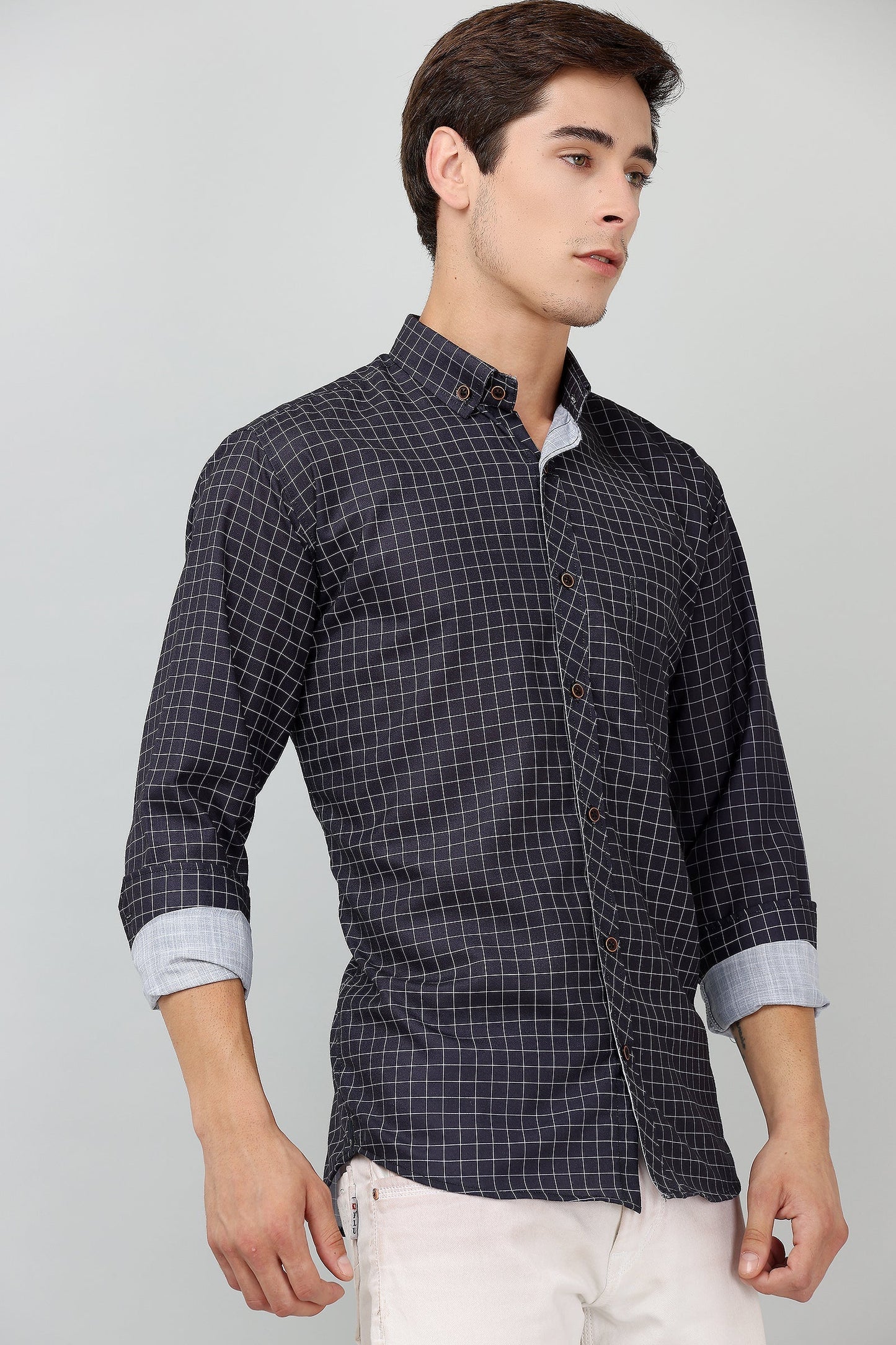 Darnandstitch® Printed Black Checkered Shirt - Frankshop.in