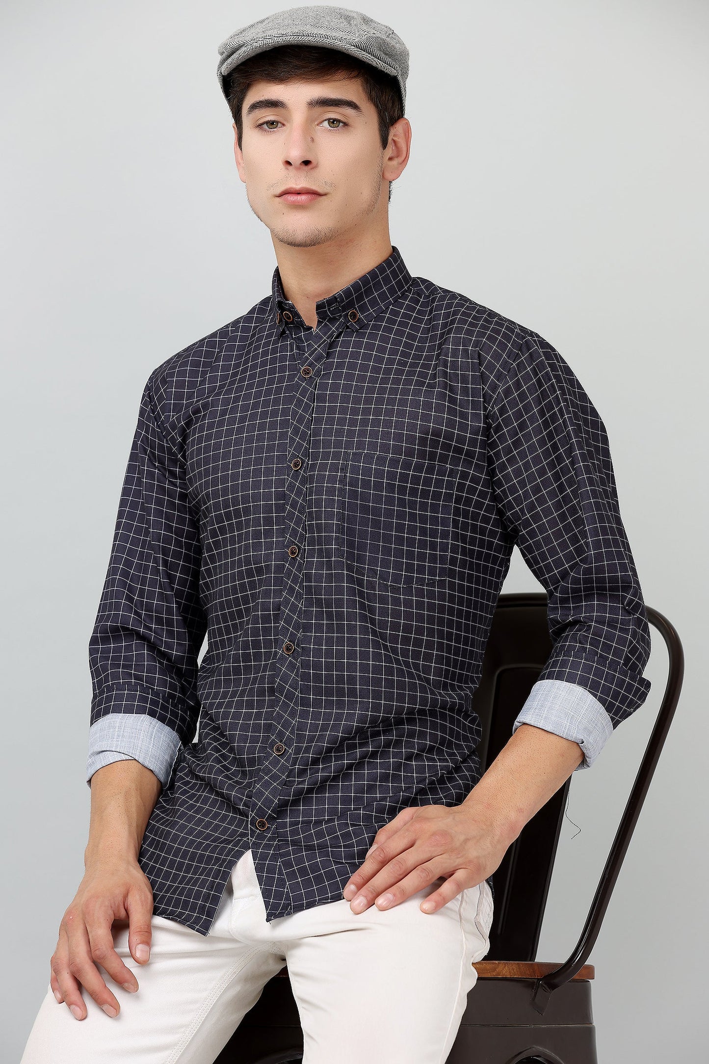 Darnandstitch® Printed Black Checkered Shirt - Frankshop.in