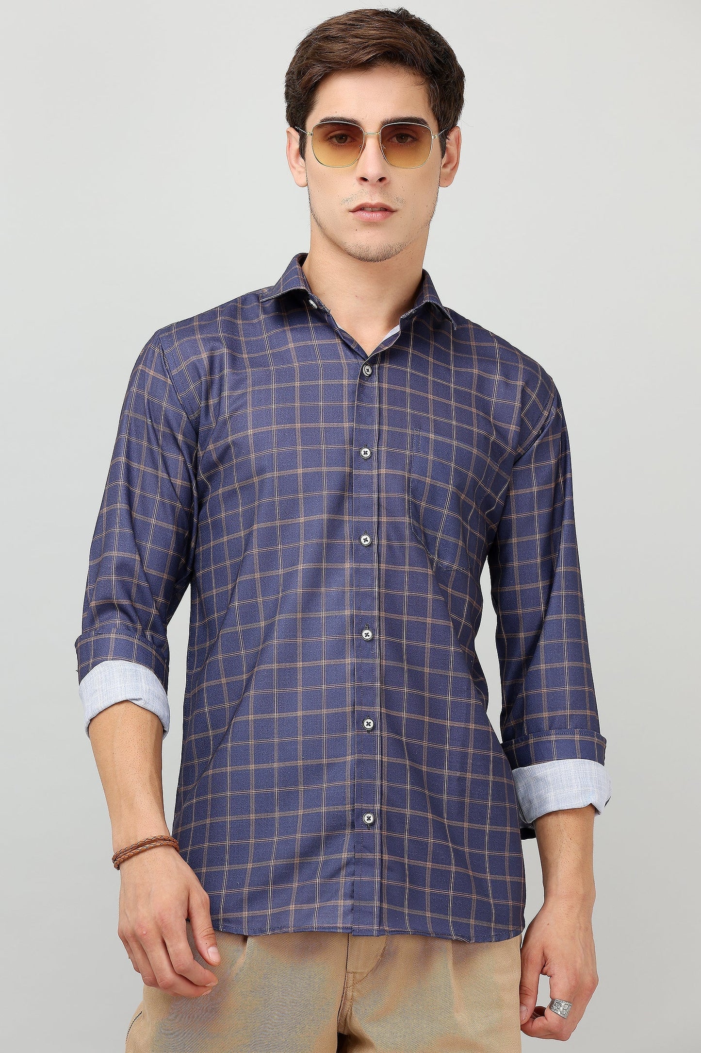 Darnandstitch Men's Dark Cotton Slim Fit Printed Shirt - Frankshop.in