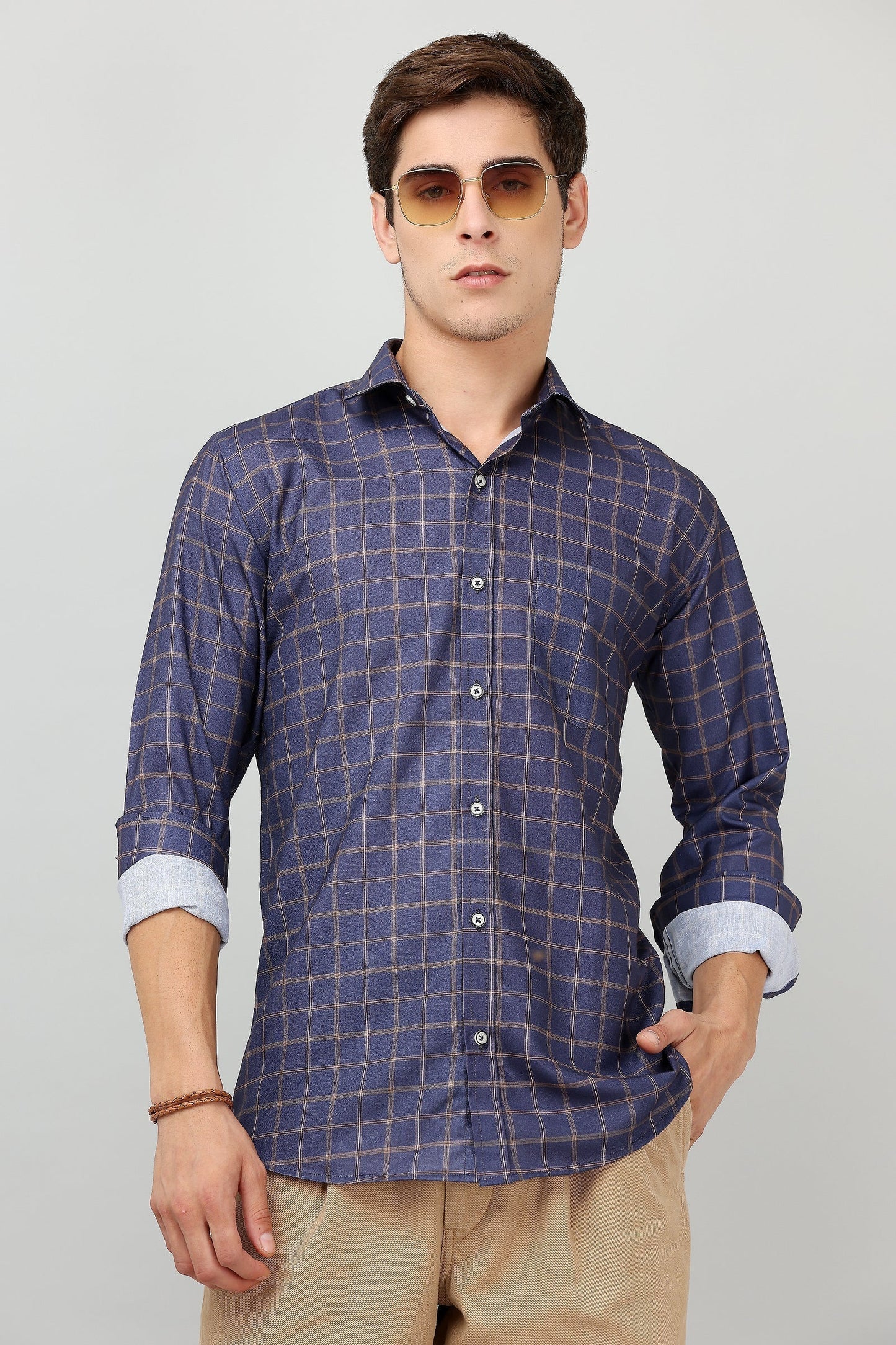 Darnandstitch Men's Dark Cotton Slim Fit Printed Shirt - Frankshop.in