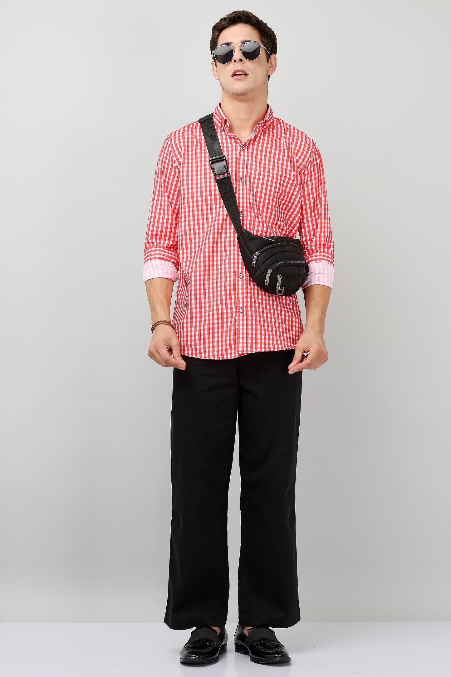 Darnandstitch® Thin Cotton Red Check Print Shirt - Frankshop.in