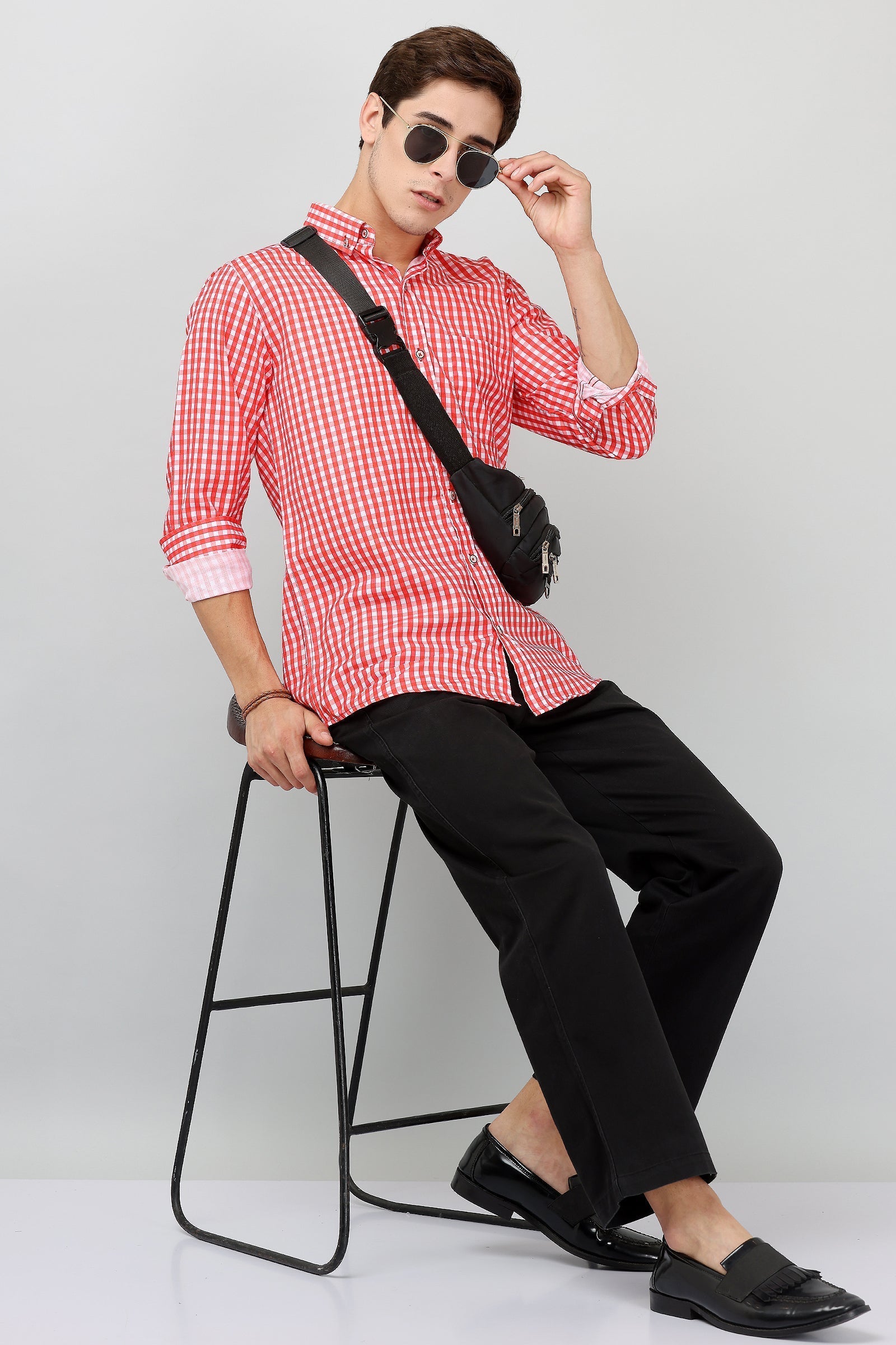 Darnandstitch® Thin Cotton Red Check Print Shirt - Frankshop.in