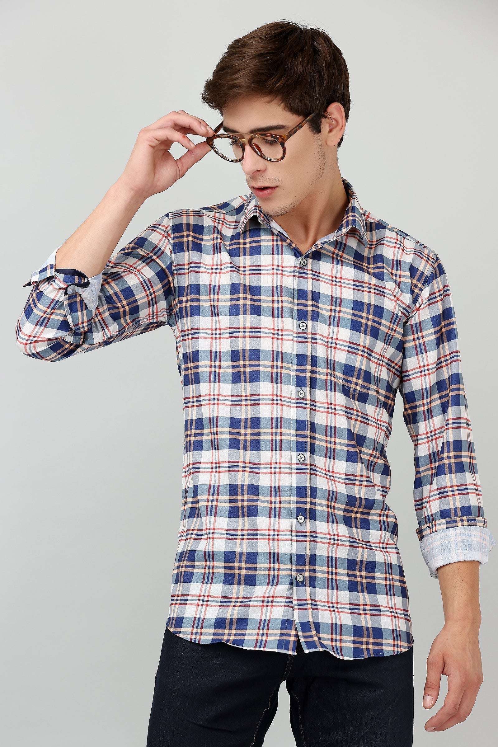 Darnandstitch Contrast Printed Checkered Shirt - Frankshop.in