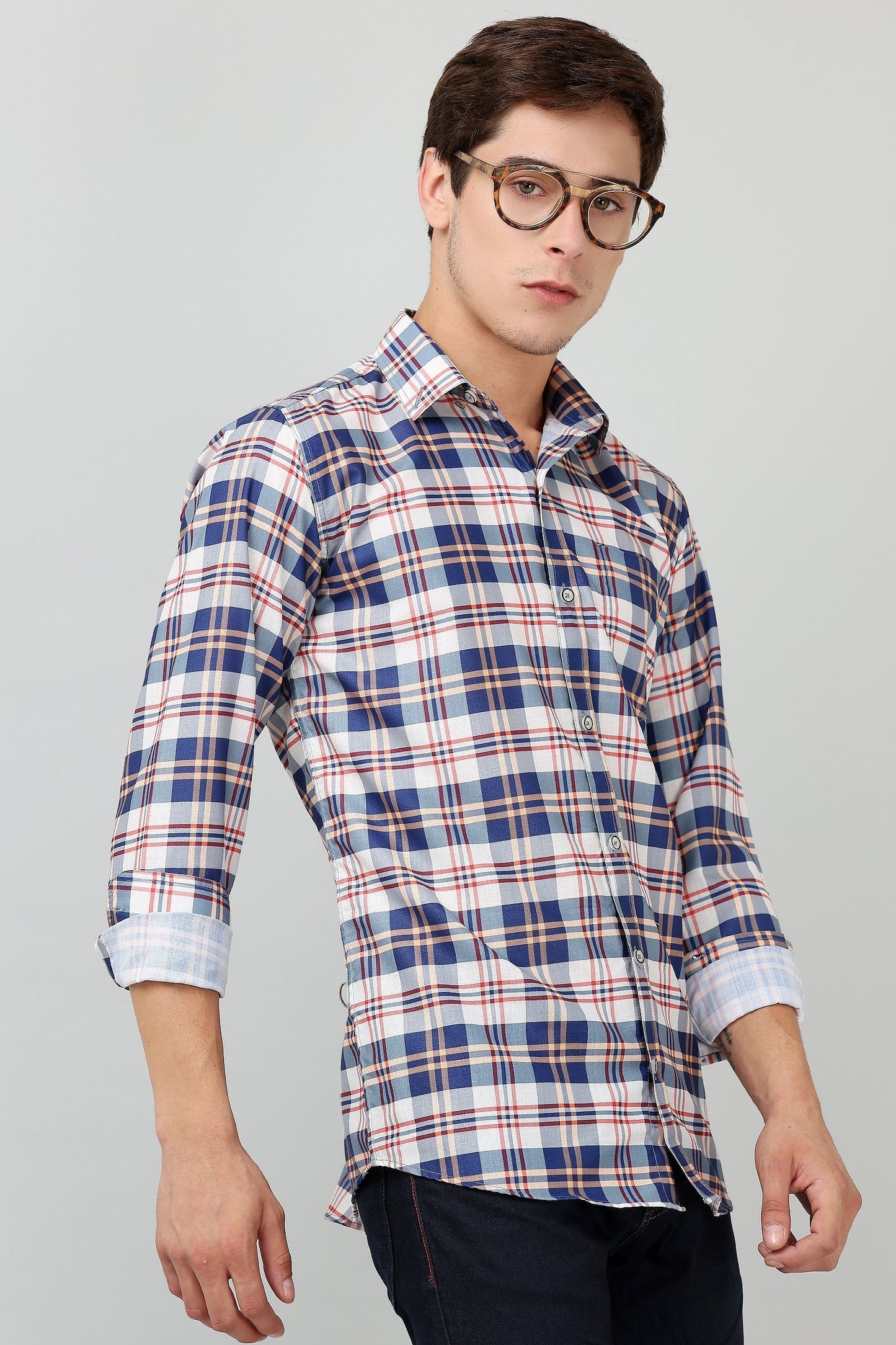 Darnandstitch Contrast Printed Checkered Shirt - Frankshop.in