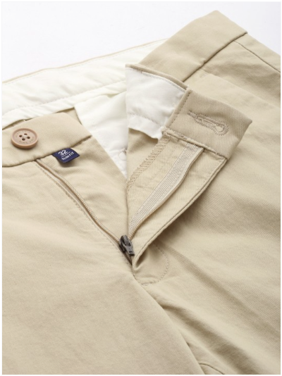 Men Slim Fit Smart Casual Trousers Khaki - Frankshop.in