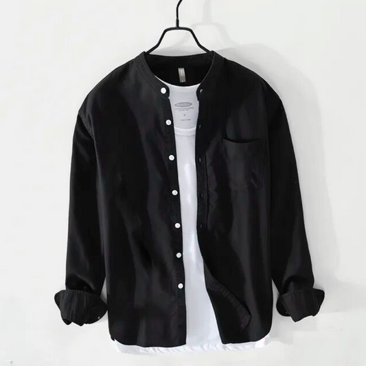 Frankshirt Round Neck Casual Shirt without T-Shirt I High Quality 100%Twill Cotton Fabric I Black