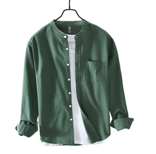 Frankshirt Round Neck Casual Shirt without T-Shirt I High Quality 100% Twill Cotton Fabric I Bottle Green