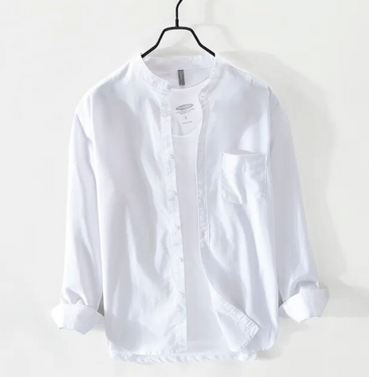 Frankshirt Round Neck Casual Shirt without T-Shirt I High Quality 100%Twill Cotton Fabric I White