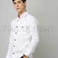 Frankshirt Double Pocket White Solid Tailored Fit Cotton Casual Shirt for Man