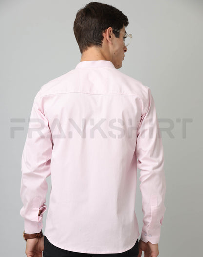 Frankshirt Chinese Collar Light Pink Tailored Fit Cotton Casual Shirt for Man - Frankshop.in