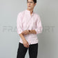Frankshirt Chinese Collar Light Pink Tailored Fit Cotton Casual Shirt for Man