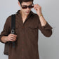Frankshirt Double Pocket Mehandi Solid Tailored Fit Cotton Casual Shirt for Man