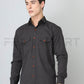 Frankshirt Double Pocket Dark Grey Solid Tailored Fit Cotton Casual Shirt for Man