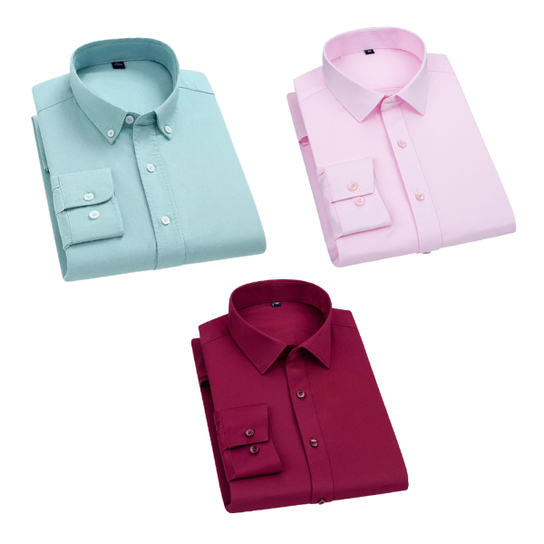 Combo of 3 Cotton Shirt for Man (Pista, Pink and Red ) - Frankshop.in