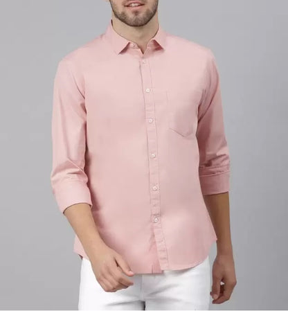 Frankshop Classic Pure Cotton Pink Color Blend Solid Shirts For Man - Frankshop.in