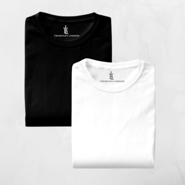 Combo of Half Sleeves 180 GSM T-Shirts for Men Cotton (White and Black) - Frankshop.in