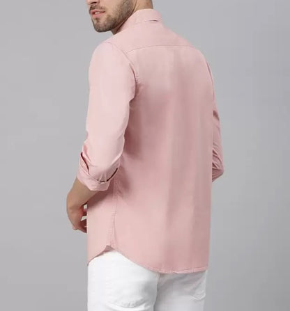 Frankshop Classic Pure Cotton Pink Color Blend Solid Shirts For Man - Frankshop.in