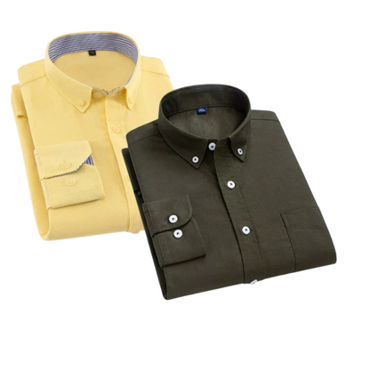 Combo of 2 Cotton Shirt for Man ( Lemon and Bottle Green ) - Frankshop.in