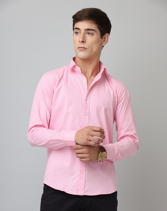 Frankshirt Light Pink Solid Tailored Fit Cotton Casual Shirt for Man - Frankshop.in