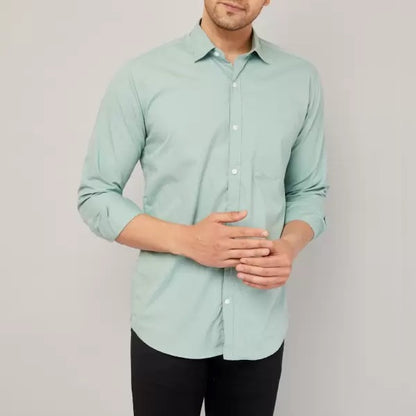 Combo of 2 Cotton Shirt for Man ( Pista and Navy Blue ) - Frankshop.in