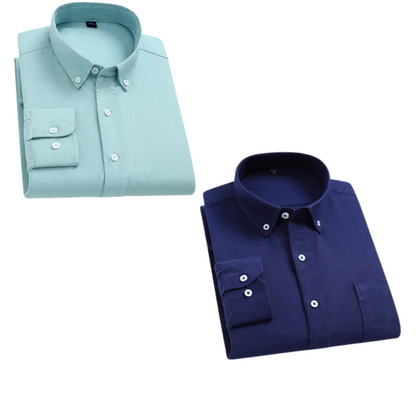 Combo of 2 Cotton Shirt for Man ( Pista and Navy Blue ) - Frankshop.in