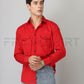 Frankshirt Double Pocket Red Solid Tailored Fit Cotton Casual Shirt for Man