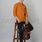 Frankshirt Chinese Collar Mustard Tailored Fit Cotton Casual Shirt for Man - Frankshop.in