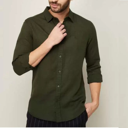 Combo of 2 Cotton Shirt for Man ( Lemon and Bottle Green ) - Frankshop.in