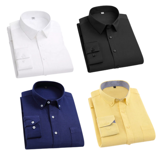 Combo of 4 Cotton Shirt for Man ( White,Black,Navy Blue and Lemon ) - Frankshop.in