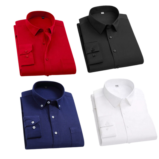 Combo of 4 Cotton Shirt for Man ( Red,Black,Navy Blue and White ) - Frankshop.in