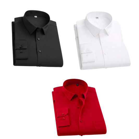 Combo of 3 Cotton Shirt for Man ( Black, White and Red ) - Frankshop.in