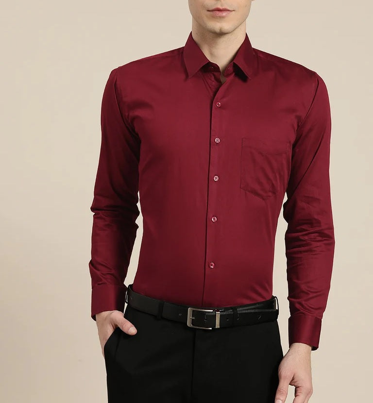 Combo of 4 Cotton Shirt for Man ( Maroon,Pista,Navy Blue and White ) - Frankshop.in