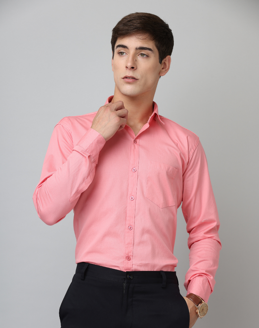 Frankshirt Pink Solid Tailored Fit Cotton Casual Shirt for Man - Frankshop.in