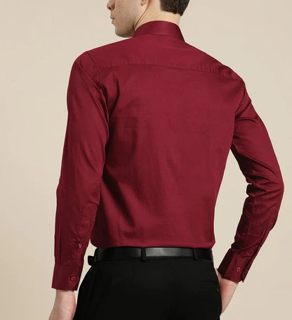 Plain Cotton Blend Solid Shirts (Maroon) - Frankshop.in