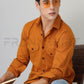 Frankshirt Double Pocket Mustard Solid Tailored Fit Cotton Casual Shirt for Man