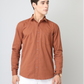 Frankshirt Men Dusty Brown Solid Tailored Fit Cotton Casual Shirt - Frankshop.in