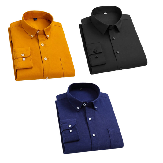 Combo of 3 Cotton Shirt for Man ( Mustard,Black and Navy Blue ) - Frankshop.in